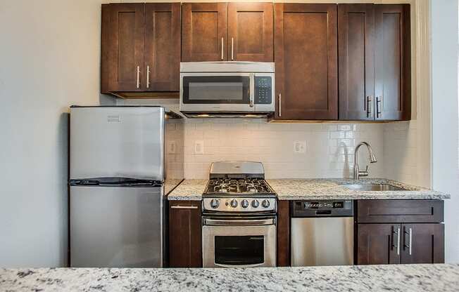 Renovated one-bedroom kitchen at Belvedere, Washington, DC, 20005