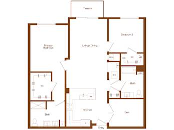 2 beds, 2 baths, 1,352 sqft, $3,782