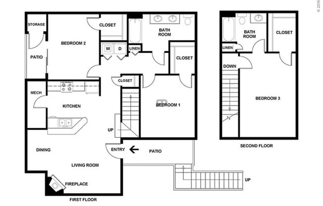 3 beds, 2 baths, 1,263 sqft, $1,975, Unit 6-208