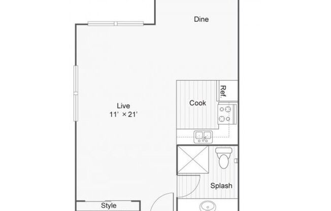 Studio, 1 bath, 420 sqft, $1,400