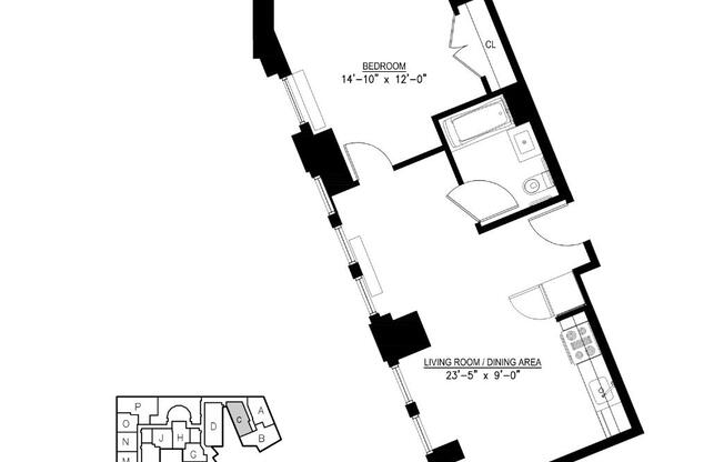1 bed, 1 bath, $4,300, Unit 8C