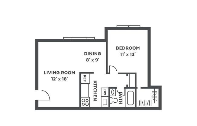 1 bed, 1 bath, 700 sqft, $1,200, Unit 532