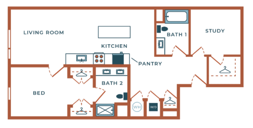 1 bed, 2 baths, 1,178 sqft, $2,154