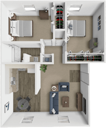 2 beds, 1 bath, 885 sqft, $1,035