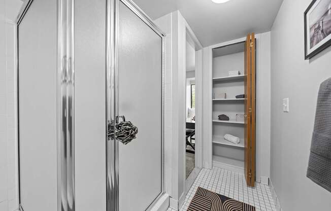 Posh bathroom at Dover Hills Apartments in Kalamazoo