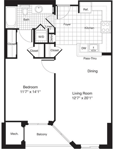 1 bed, 1 bath, 717 sqft, $2,487, Unit 1210