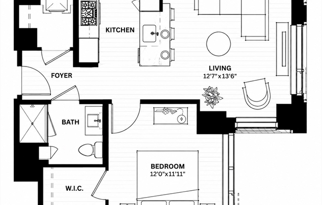 1 bed, 1 bath, 646 sqft, $5,000, Unit 919
