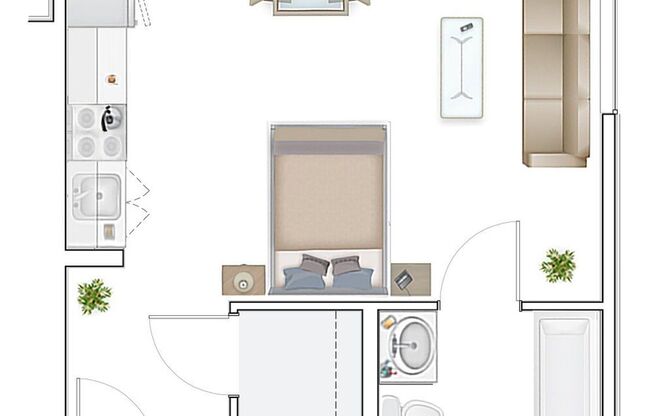 Studio, 1 bath, 418 sqft, $1,495, Unit 312