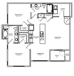 2 beds, 2 baths, 1,185 sqft, $2,534