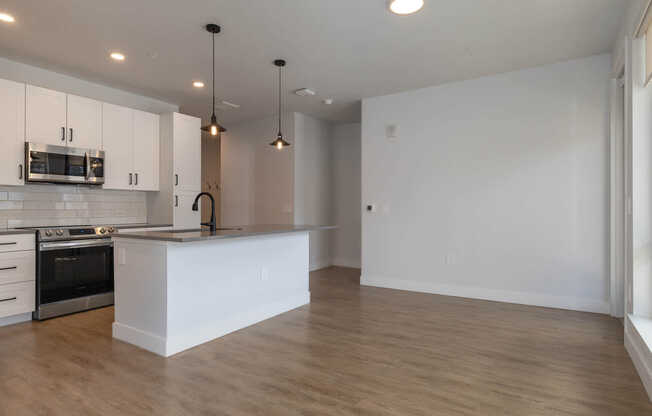 Living Area and Kitchen with Hard Surface Flooring