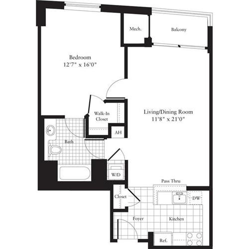 1 bed, 1 bath, 679 sqft, $2,700