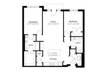 2 beds, 2 baths, 1,009 sqft, $2,035