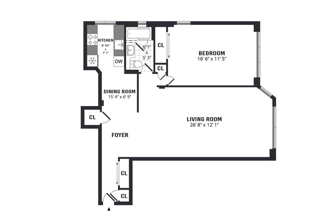 1 bed, 1 bath, 850 sqft, $5,100, Unit 7E