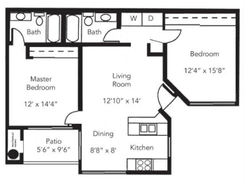 2 beds, 2 baths, 960 sqft, $1,325