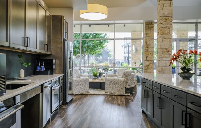 social lounge with resident kitchen at The Allure apartments