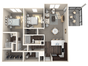 2 beds, 2 baths, 1,174 sqft, $2,205
