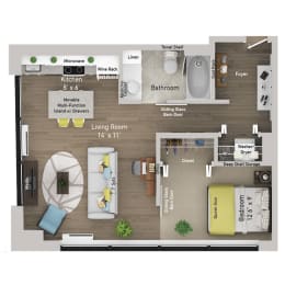 1 bed, 1 bath, 669 sqft, $2,585