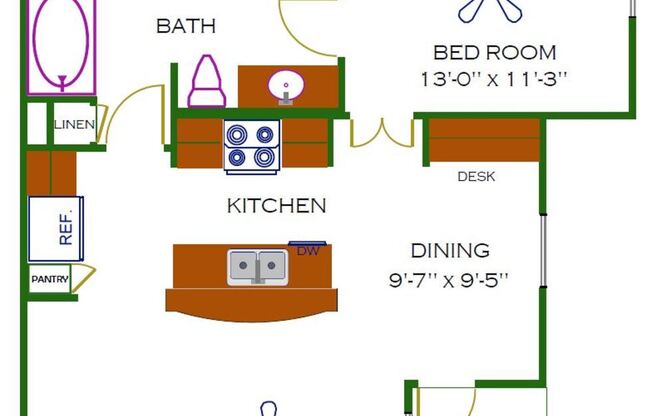 1 bed, 1 bath, 756 sqft, $1,084
