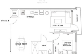 1 bed, 1 bath, 720 sqft, $2,395
