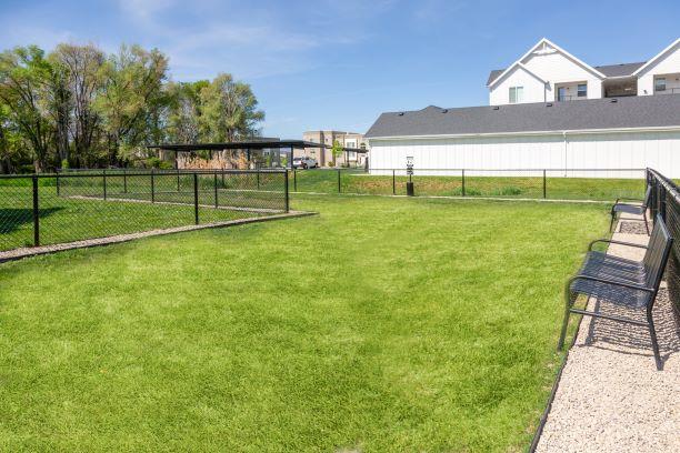 Pet Park Shaded By Tall Trees at Rivulet Apartments, Utah, 84003