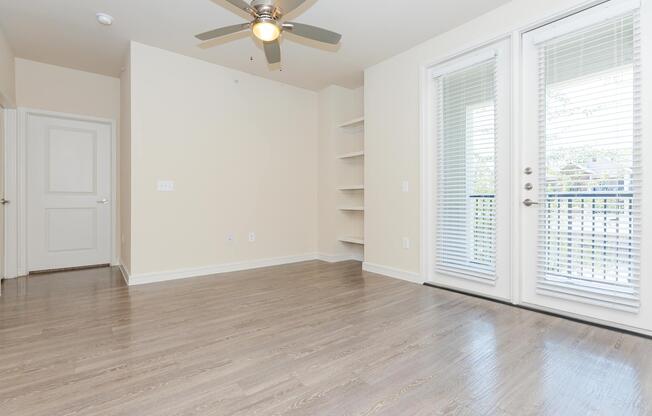 a room with a large window