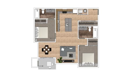 2 beds, 2 baths, 1,100 sqft, $2,606