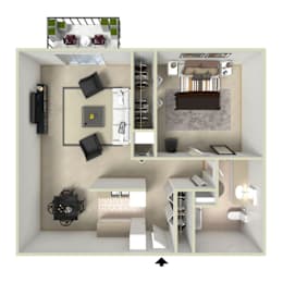 1 bed, 1 bath, 609 sqft, $1,040