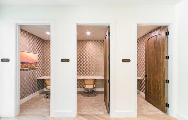 Focus with ease in Modera Trailhead’s private work pods, designed for productivity and quiet concentration steps from home.