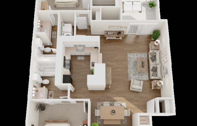 2 beds, 2 baths, 1,050 sqft, $1,499