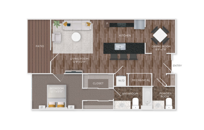1 bed, 2 baths, 818 sqft, $2,278