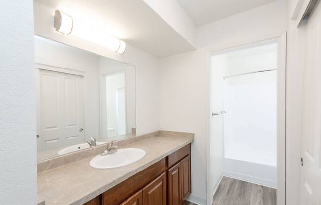 Modern Bathroom with Large Closet  at River Oaks Apartments & Townhomes, Hanford, California
