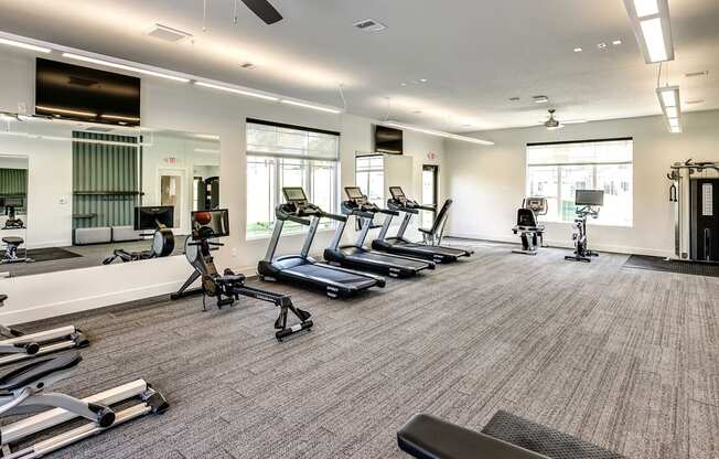 Spacious fitness center at Hanover Flats in Bennington, NE