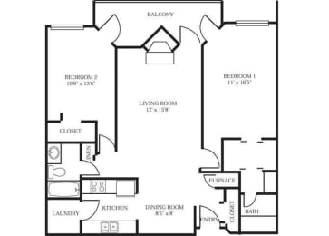 2 beds, 2 baths, 1,048 sqft, $1,858