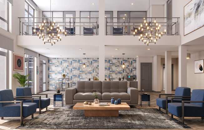 Clubhouse lounge at Elevate Apartments, Madison, Wisconsin