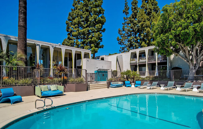 Swimming Pool Area at Parc at 5 Apartments, California, 90240