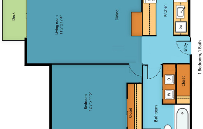 1 bed, 1 bath, 612 sqft, $1,499, Unit 7