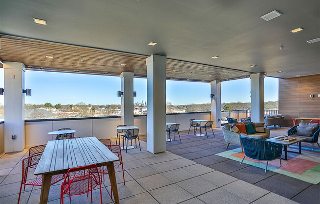 Rooftop Terrace Seating at Link Apartments® Montford, Charlotte, NC, 28209
