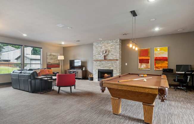 Billiards Table in Clubhouse at North Creek Apartments, Everett, WA, 98208
