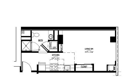 Studio, 1 bath, 484 sqft, $2,431