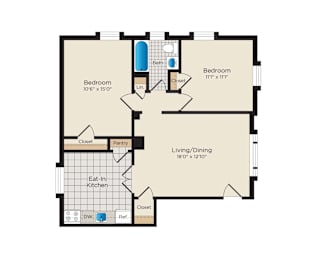 2 beds, 1 bath, 731 sqft, $1,862