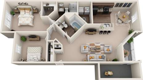 2 beds, 2 baths, 1,100 sqft, $1,599