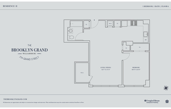 1 bed, 1 bath, 500 sqft, $4,645, Unit 6H