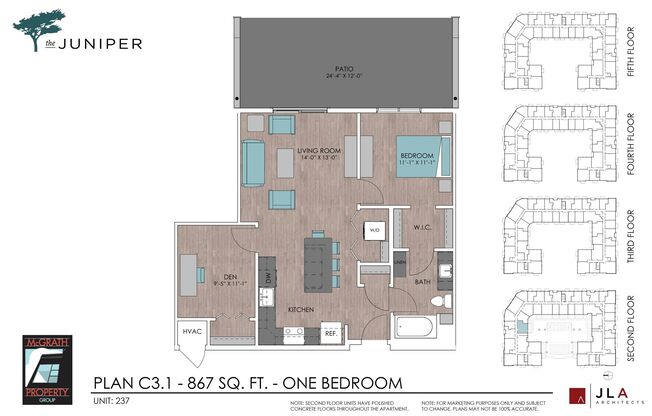 1 bed, 1 bath, 867 sqft, $1,795, Unit 237