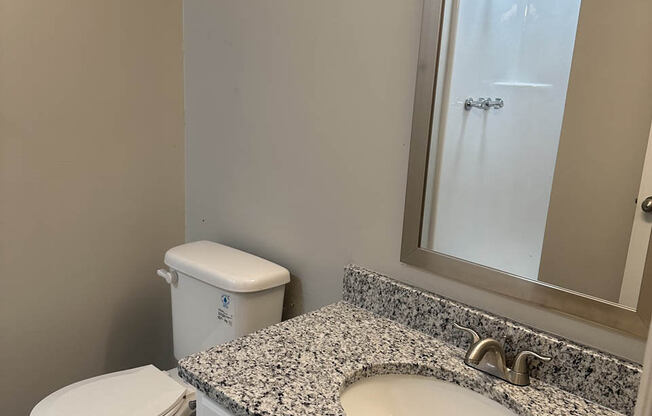 A newly renovated bathroom within an apartment in North Oaks Landing