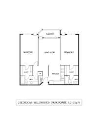 2 beds, 2 baths, 1,010 sqft, $1,835