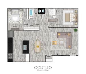 2 beds, 2 baths, 1,050 sqft, $1,879