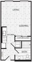 Studio, 1 bath, 466 sqft, $1,695