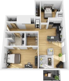 2 beds, 1 bath, 817 sqft, $1,900