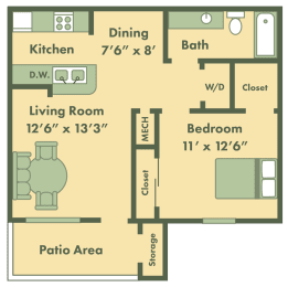 1 bed, 1 bath, 615 sqft, $1,153