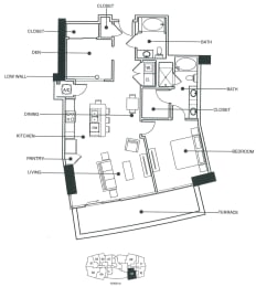 1 bed, 1.5 baths, 1,055 sqft, $2,695